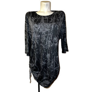 BRYN WALKER Top Size M Gray Grey Knit Drawstring Side Seam Inman Lagenlook Tunic